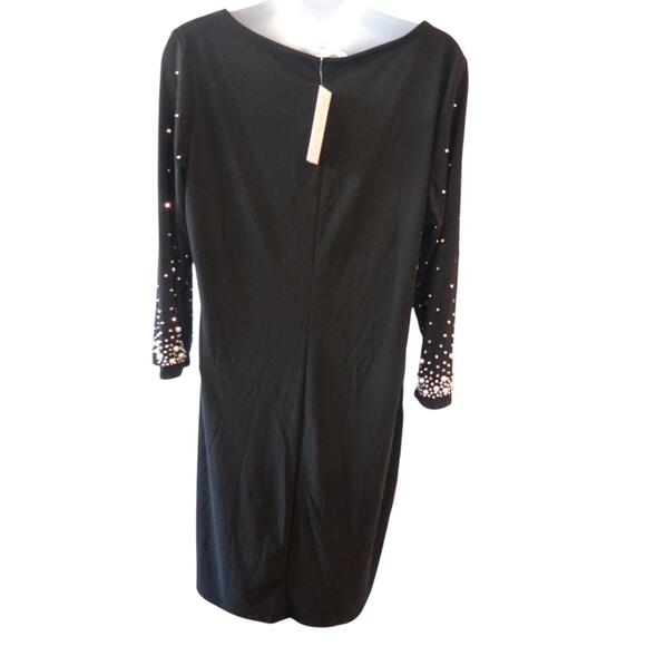 NWT Annalee and Hope Elegant Black Dress with Pearl and Rhinestone Sleeves - Picture 2 of 8